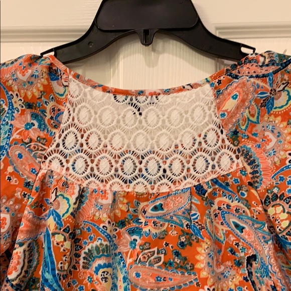 Orange/Blue Girls Handkerchief Hem Shirt - Picture 8 of 8